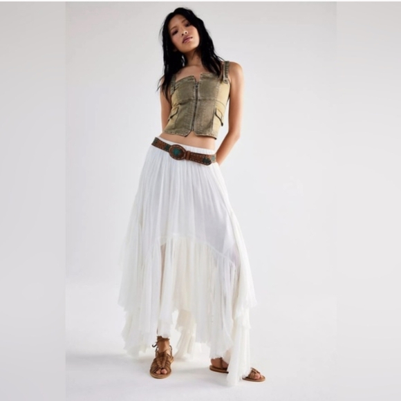 Free People Dresses & Skirts - Free People FP ONE Clover White Maxi Skirt Boho Festival Size Small
